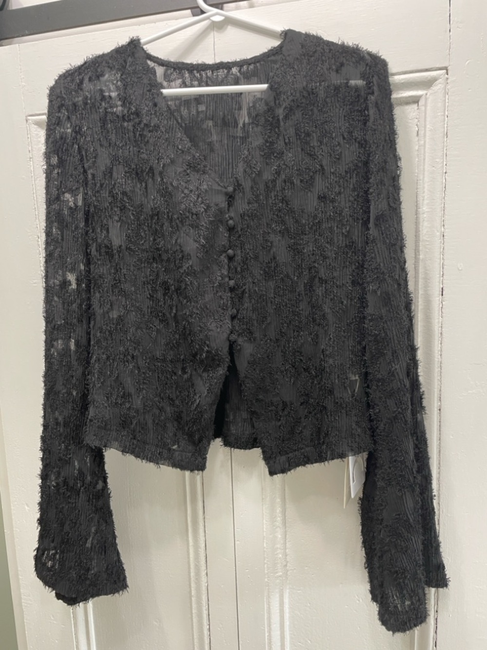 Commense Black Textured Button Cardigan